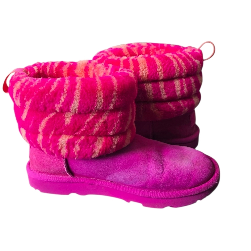 UGG Kids Boots Bright Pink Patterned Cuff - Picture 3 of 8